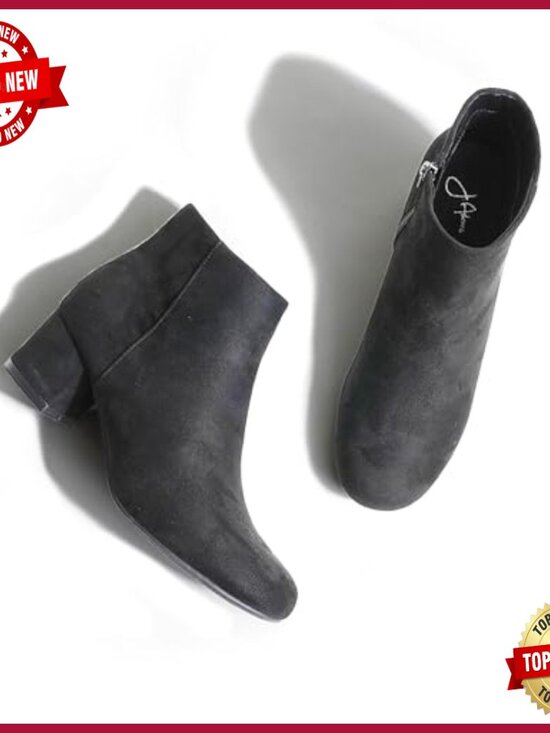 Leozcaa Women Low Heel Zip Up Round Toe Ankle Bootie - Runs Small, Size Up